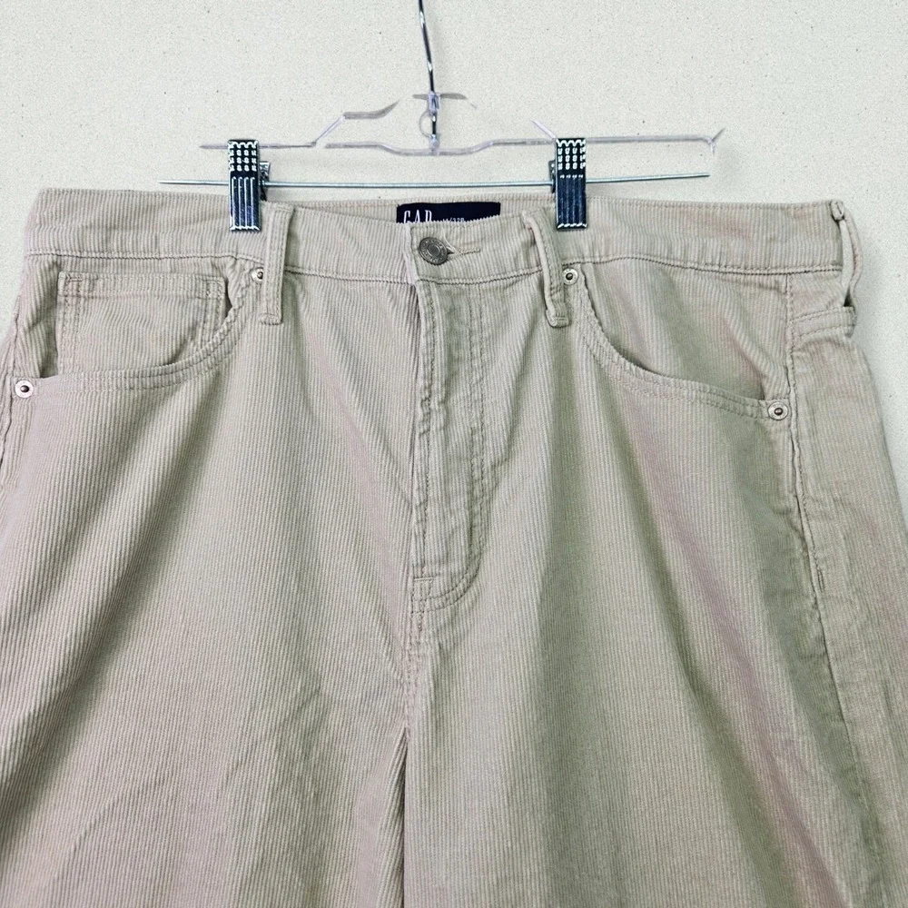 GAP Denim High Rise Wide Leg Pants Womens‎ 14/32 Beige Corduroy 90s Y2K